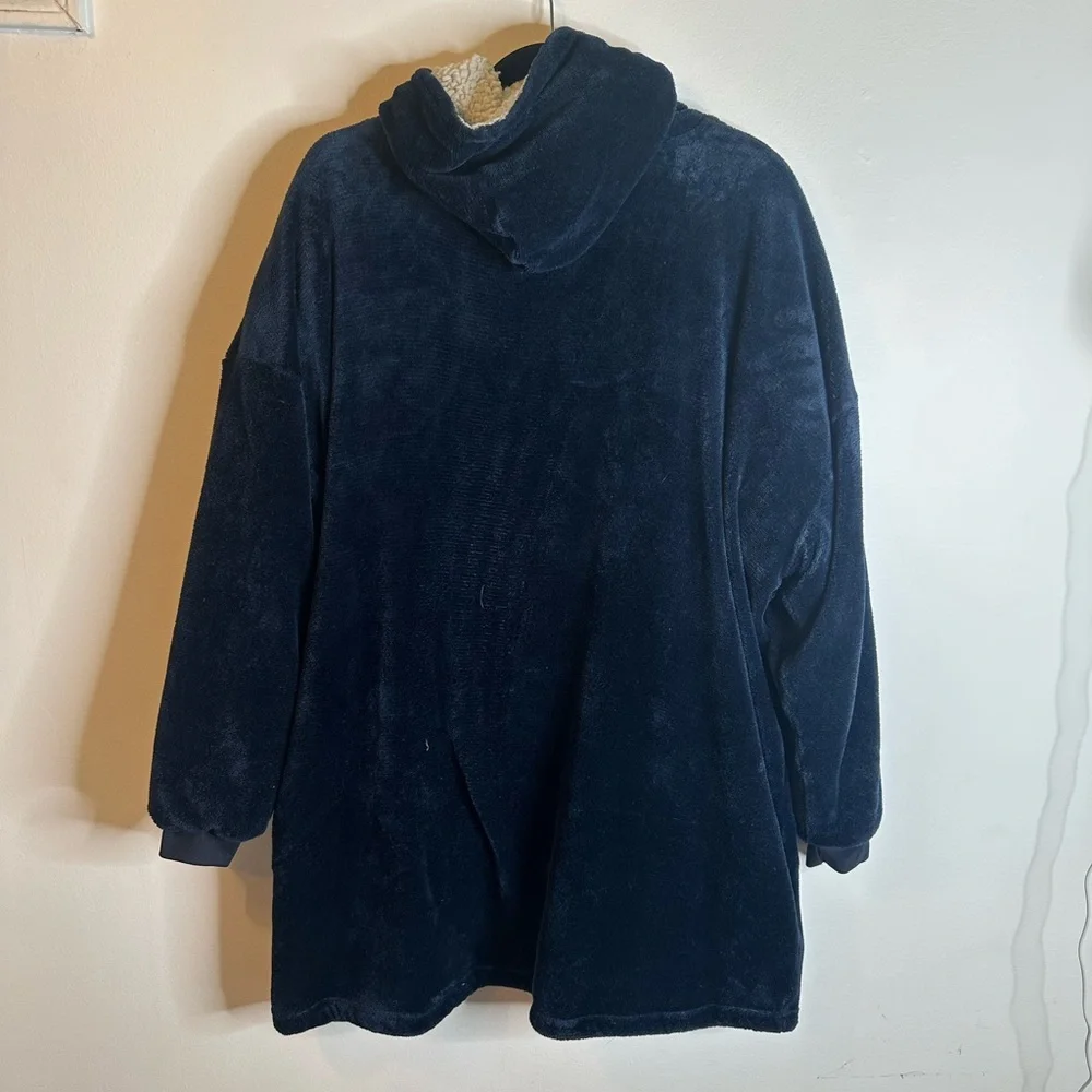 Cozy Navy Blue Fleece Huggie Hoodie - Picture 4 of 5